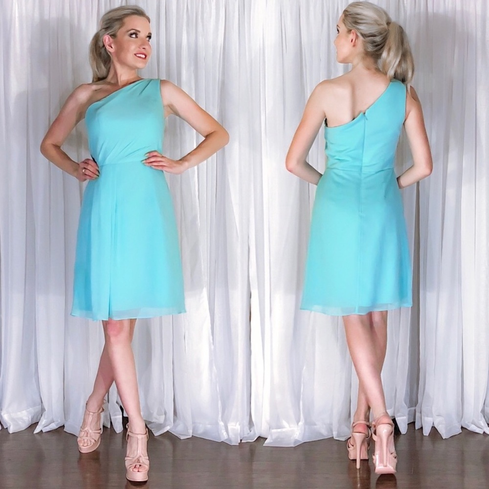 David’s Bridal: One Shoulder Crinkle Chiffon Short